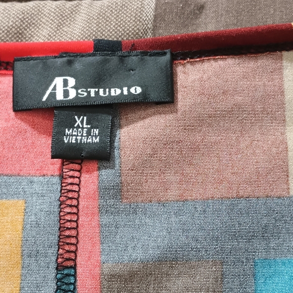 AB Studio Multicolor Geometric Cowl Neck Blouse XL - Picture 2 of 5
